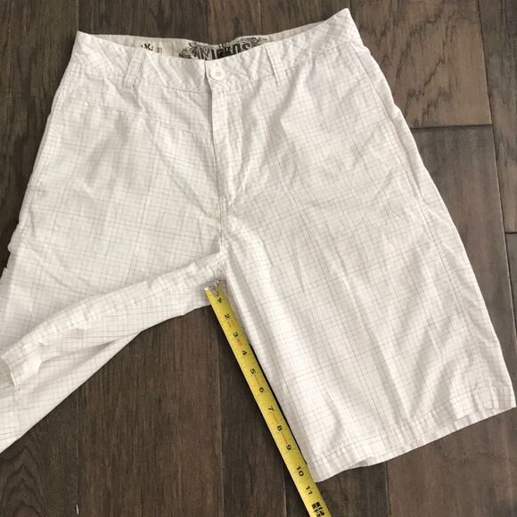 Micros 31 Waist Casual Grid Board Shorts Flat Front Check 11" Vacation Summer - Picture 6 of 7